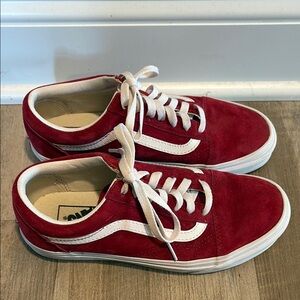 Vans Red and White Old Skool Sneakers